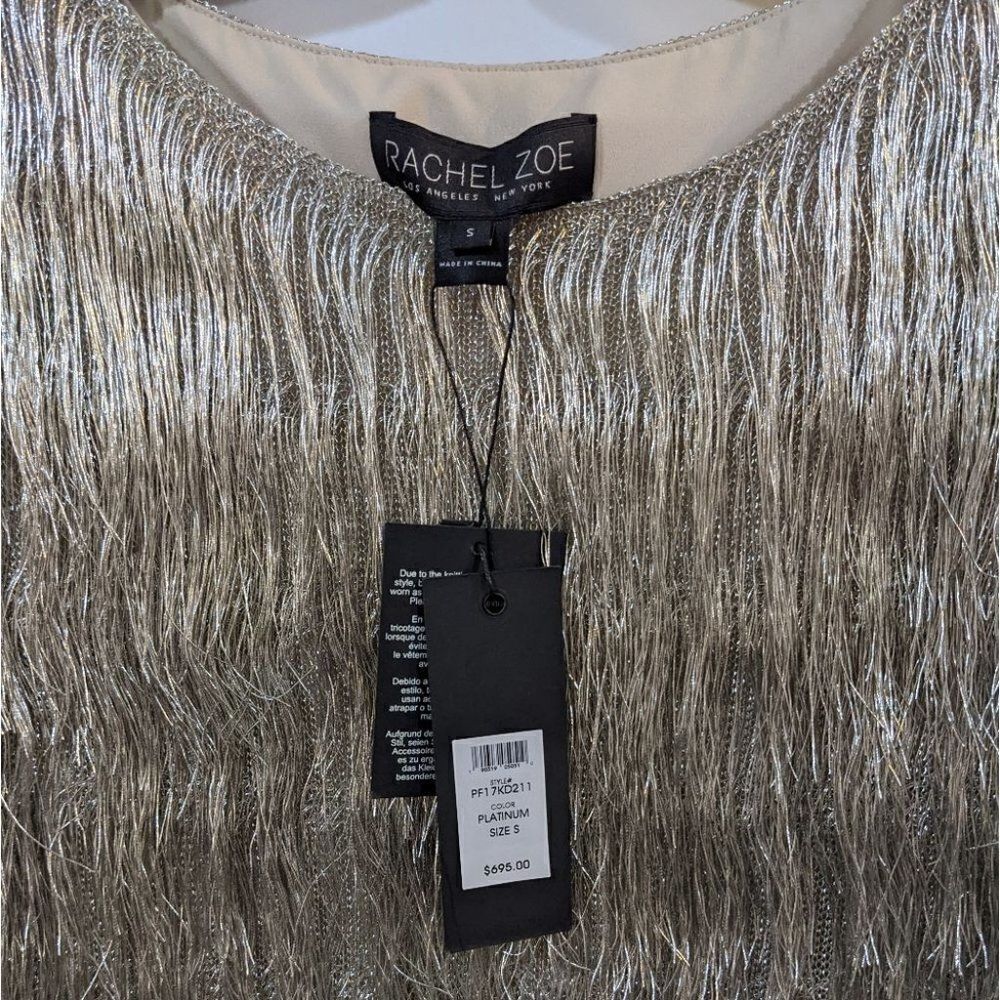 Nwt Rachel Zoe | Ballina Boat-Neck Metallic Fringe Cocktail Dress - Picture 8 of 11